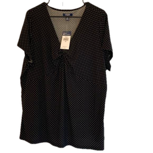 Chaps Short Sleeve Polka Dot Blouse – Black – Women’s Size 2X – NWT